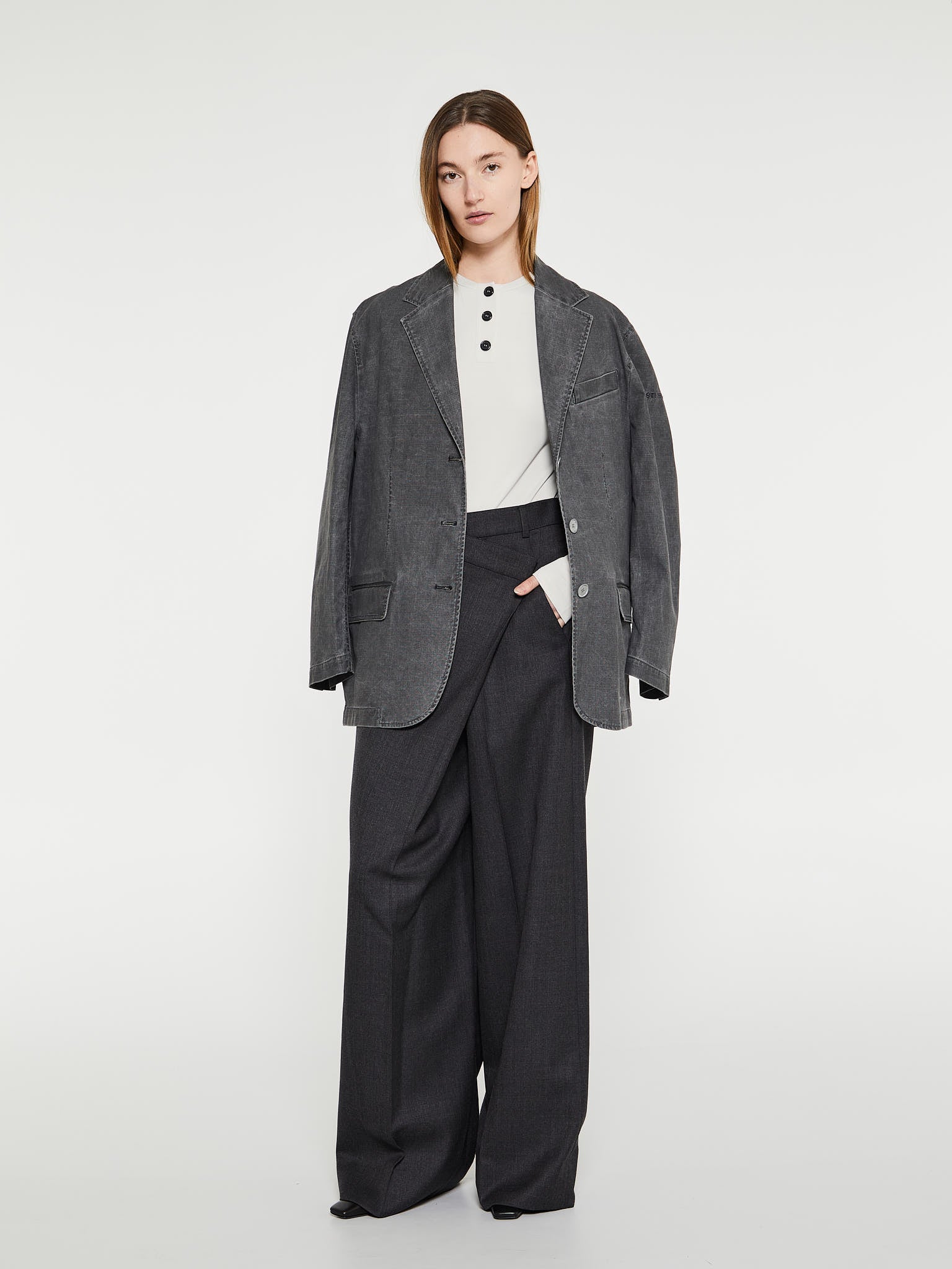 Tailored Wrap Trousers in Grey