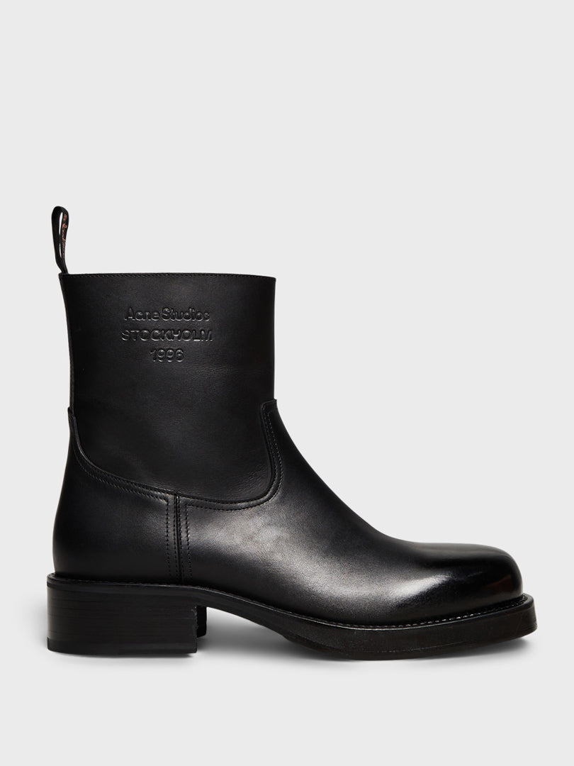Acne Studios - Sprayed Leather Ankle Boots in Black