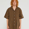 Acne Studios - Short Sleeve Button-Up Shirt in Brown and Green