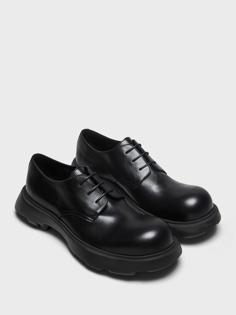 Leather Lace-Up Shoes in Black