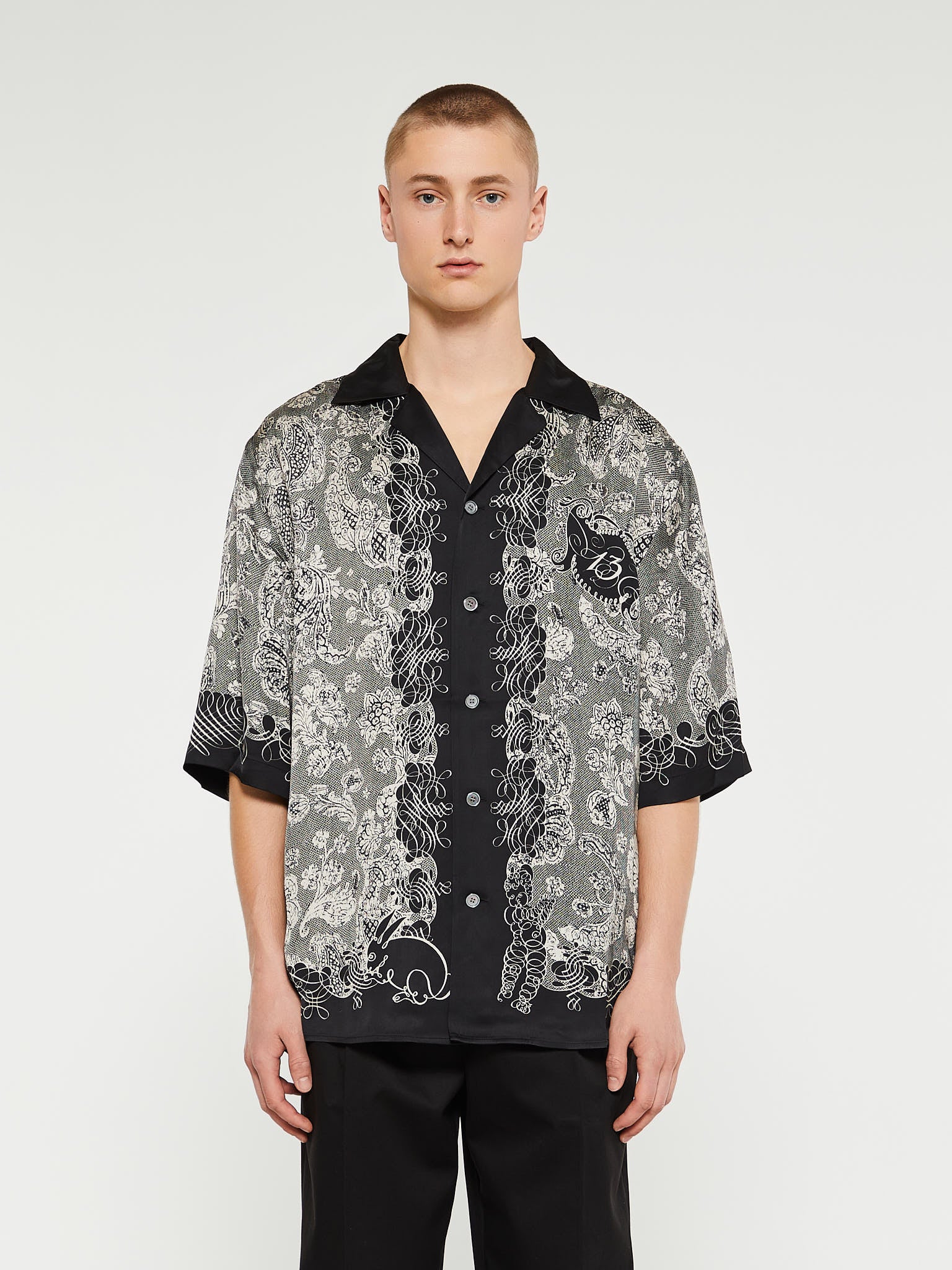 Acne Studios - Print Button-Up Shirt in Black and Ecru