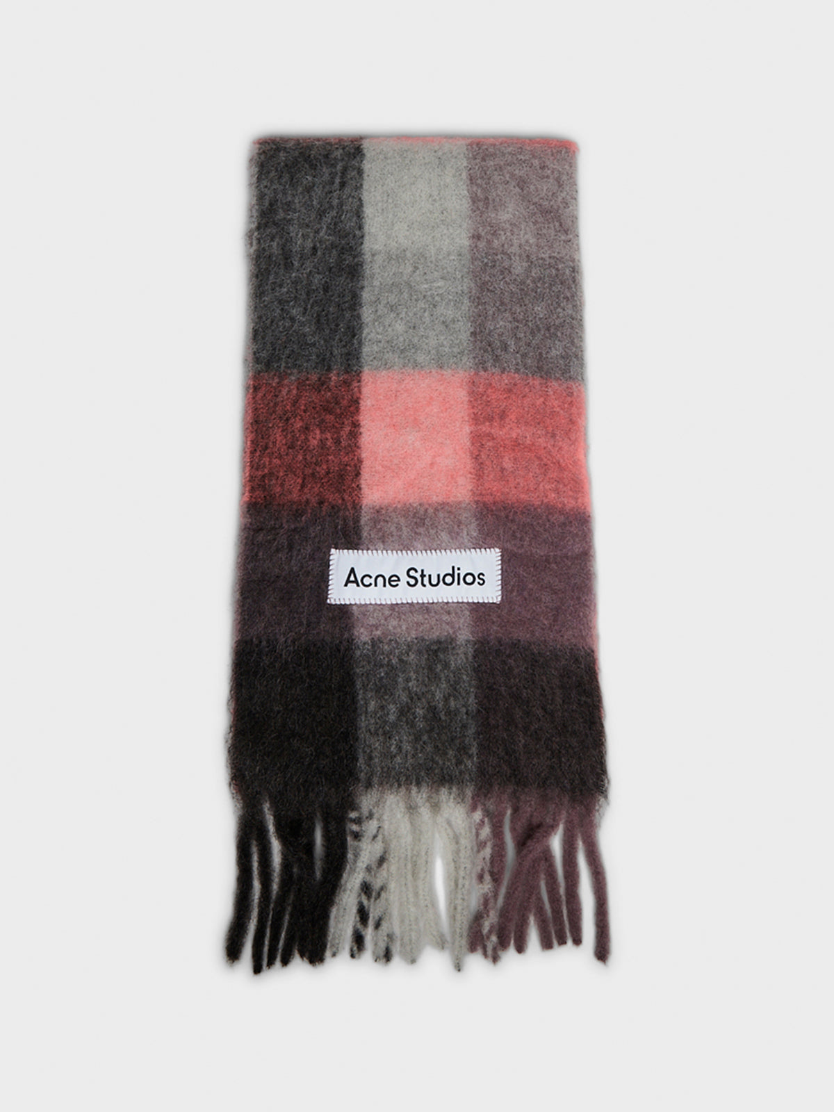 Acne Studios - Mohair Checked Scarf in Mauve, Bright Pink and Anthracite