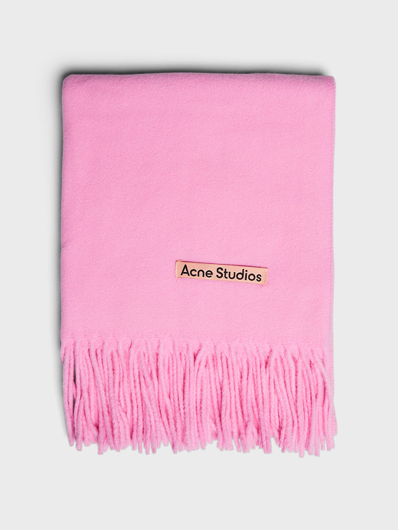 Acne Studios - Narrow Fringe Wool Scarf in Bubble Pink
