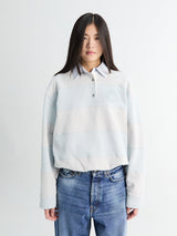 Acne Studios - Striped Polo Sweatshirt in Light Blue and Grey