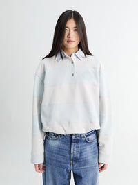 Acne Studios - Striped Polo Sweatshirt in Light Blue and Grey