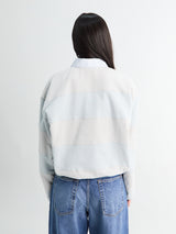 Acne Studios - Striped Polo Sweatshirt in Light Blue and Grey
