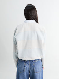 Acne Studios - Striped Polo Sweatshirt in Light Blue and Grey