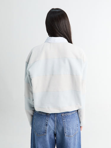 Acne Studios - Striped Polo Sweatshirt in Light Blue and Grey