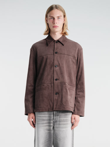 Acne Studios - Socho Faux Suede Shirt in Chocolate Brown