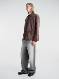 Acne Studios - Socho Faux Suede Shirt in Chocolate Brown