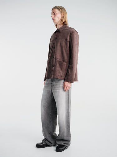 Acne Studios - Socho Faux Suede Shirt in Chocolate Brown