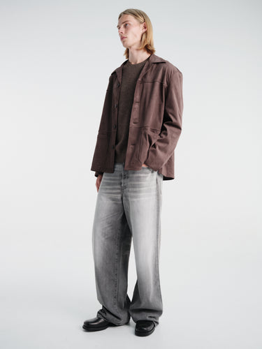 Acne Studios - Socho Faux Suede Shirt in Chocolate Brown