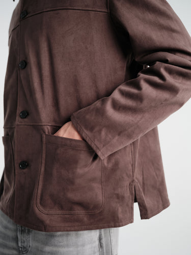 Acne Studios - Socho Faux Suede Shirt in Chocolate Brown