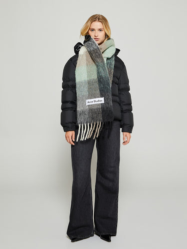 Acne Studios - Vally Checked Scarf in Green, Grey and Black
