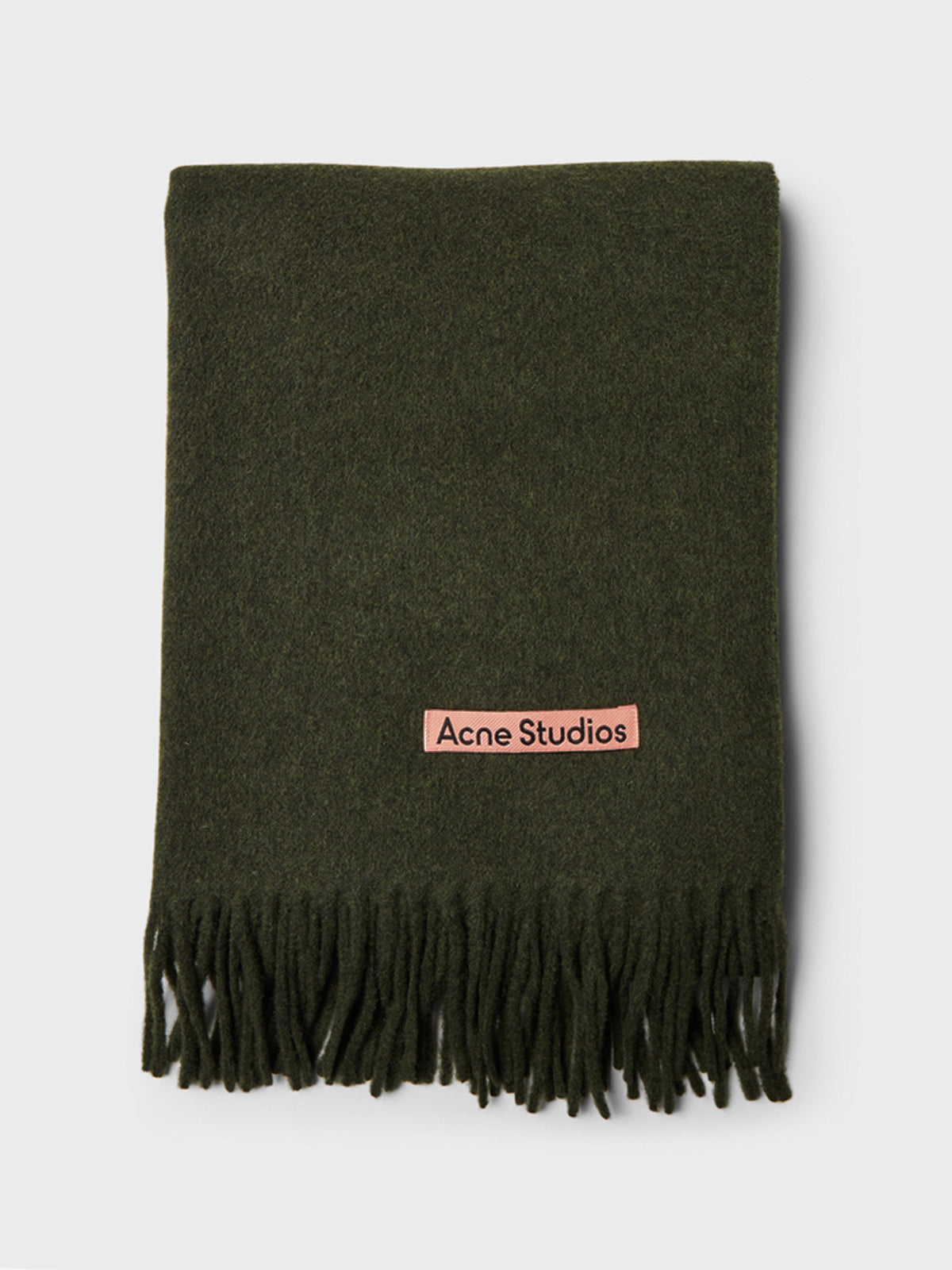 Acne Studios - Narrow Fringe Wool Scarf in Wood Green Melange