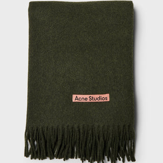 Acne Studios - Narrow Fringe Wool Scarf in Wood Green Melange