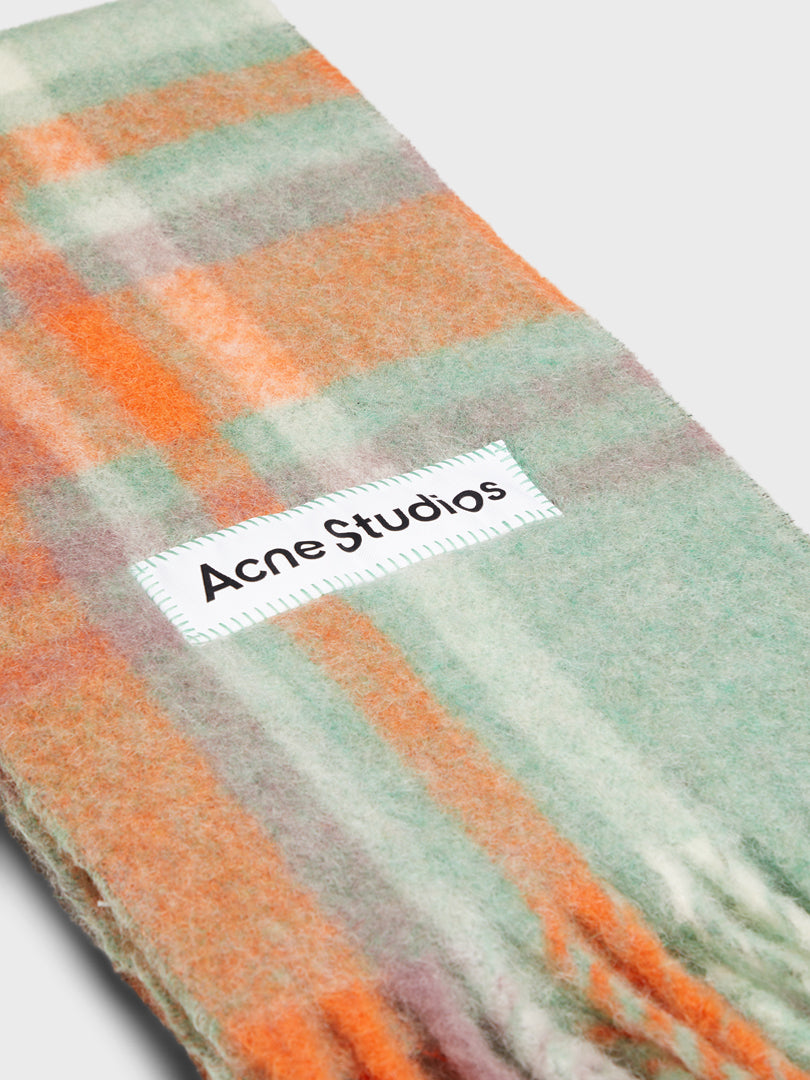 Vally Checked Scarf in Orange, Lilac and Aqua Blue