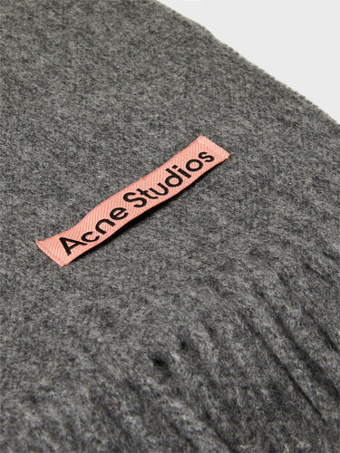 Acne Studios - Narrow Fringe Wool Scarf in Grey Melange