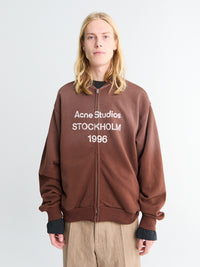 Acne Studios - Logo Zip Sweatshirt in Chocolate Brown