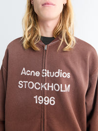 Acne Studios - Logo Zip Sweatshirt in Chocolate Brown