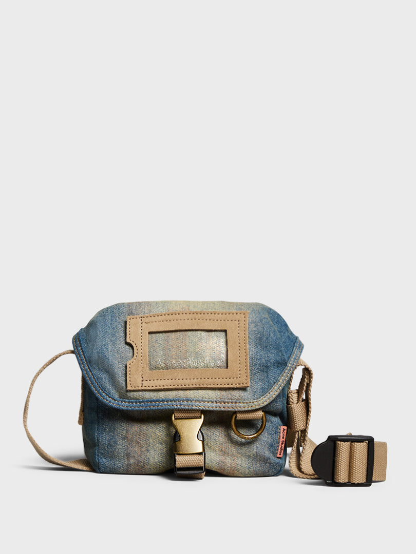 Acne Studios - Mini Messenger Bag in Light Blue and Beige