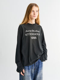 Acne Studios - Relaxed Fit Longsleeved Logo T-Shirt in Faded Black
