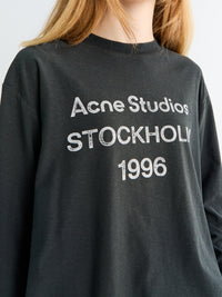Acne Studios - Relaxed Fit Longsleeved Logo T-Shirt in Faded Black