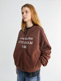 Acne Studios - Logo Zip Sweatshirt in Chocolate Brown