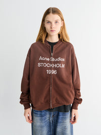 Acne Studios - Logo Zip Sweatshirt in Chocolate Brown