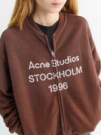 Acne Studios - Logo Zip Sweatshirt in Chocolate Brown