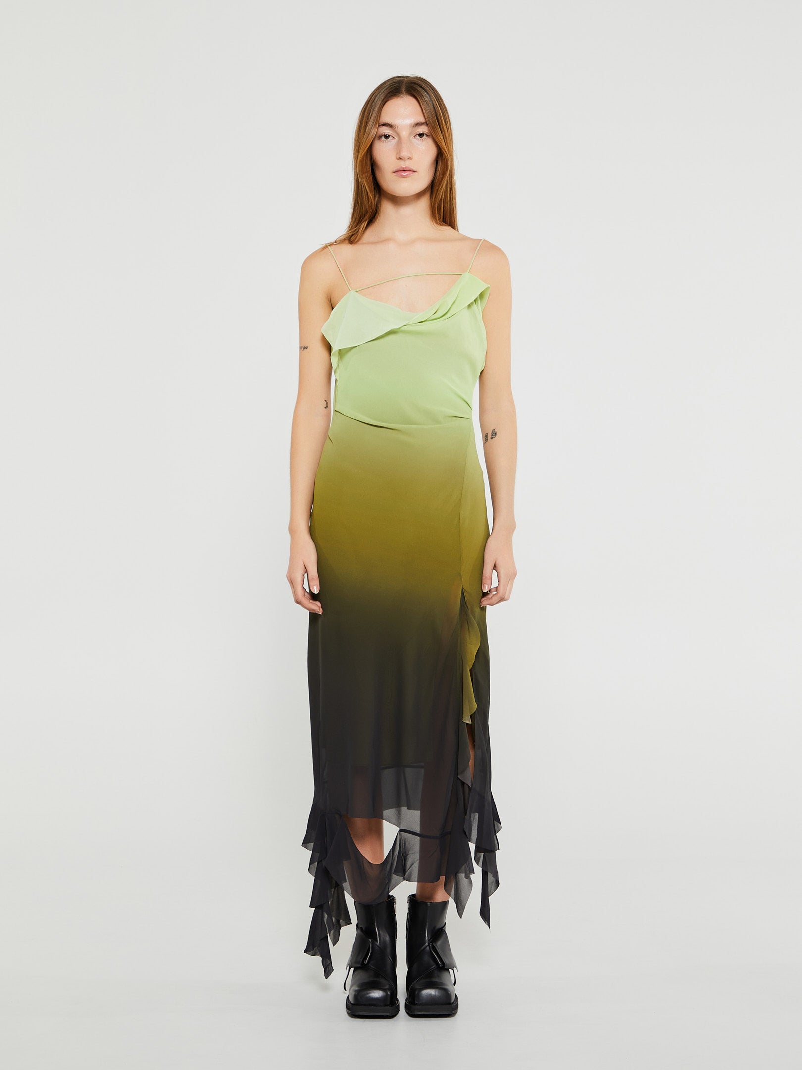 Acne Studios - Ruffle Strap Dress in Green