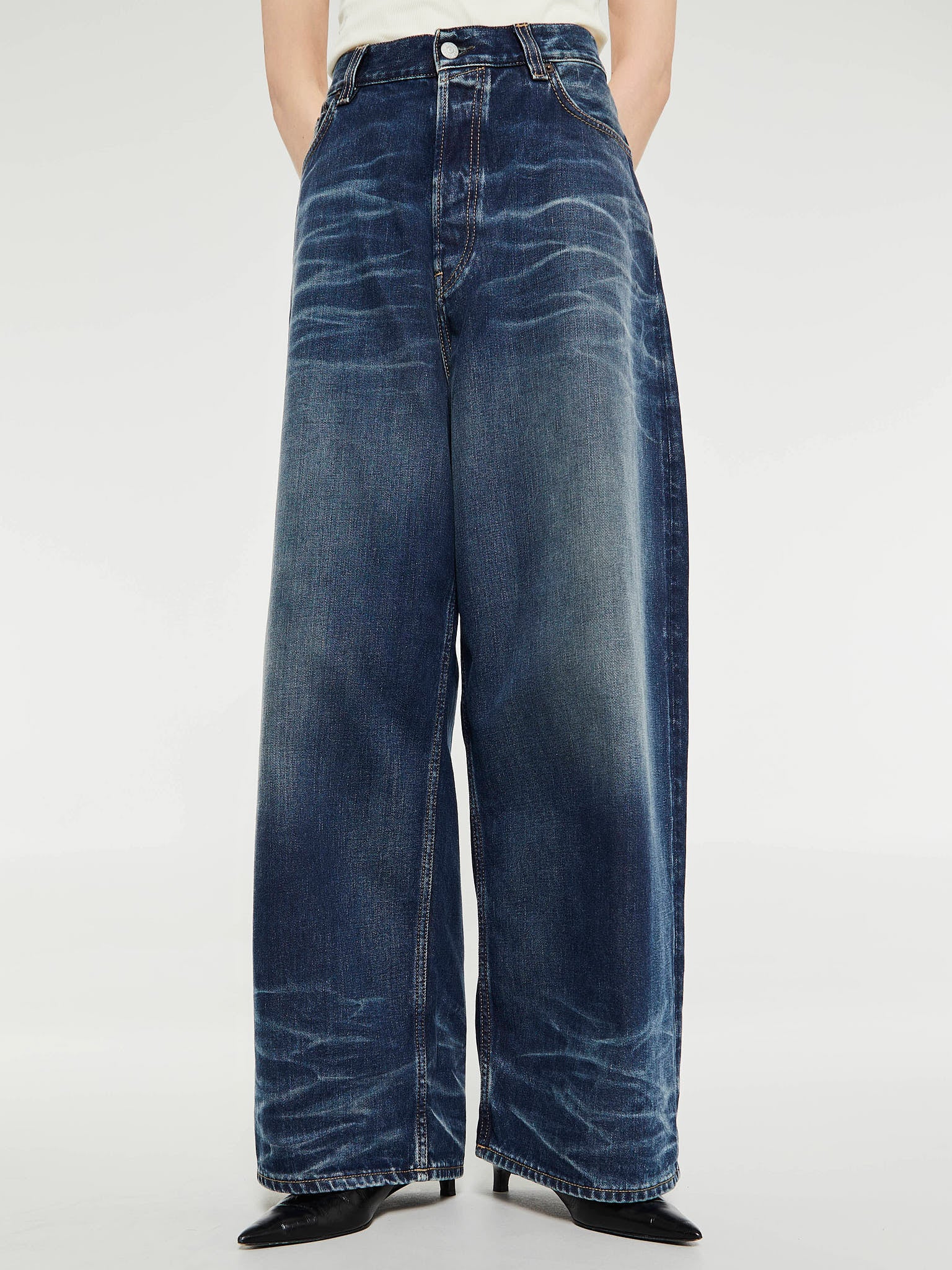 Acne Studios - 2023F Super Baggy Jeans in Broadway Mid Blue