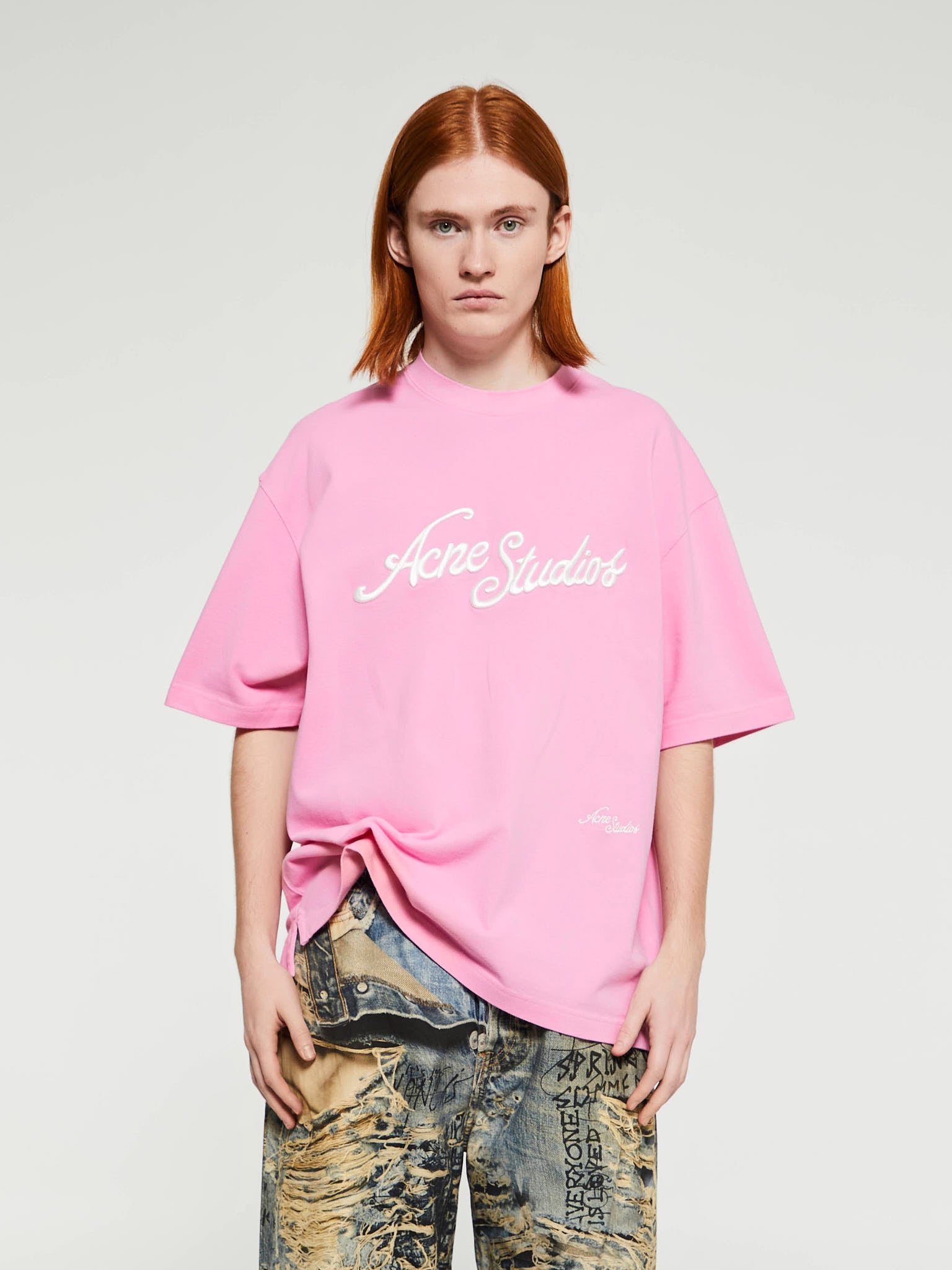 Acne Studios - Relaxed Fit Logo T-Shirt in Bubble Pink