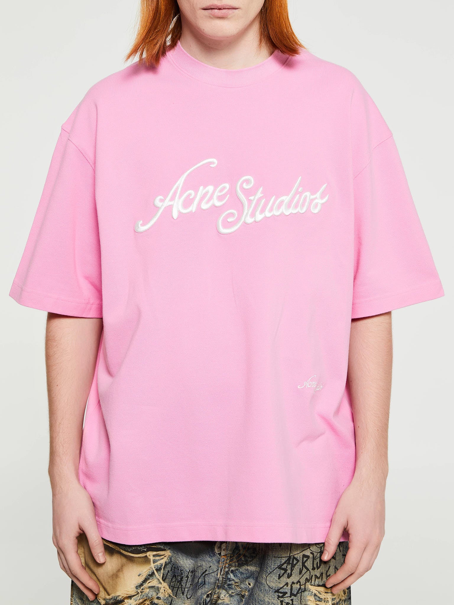 Acne Studios - Relaxed Fit Logo T-Shirt in Bubble Pink