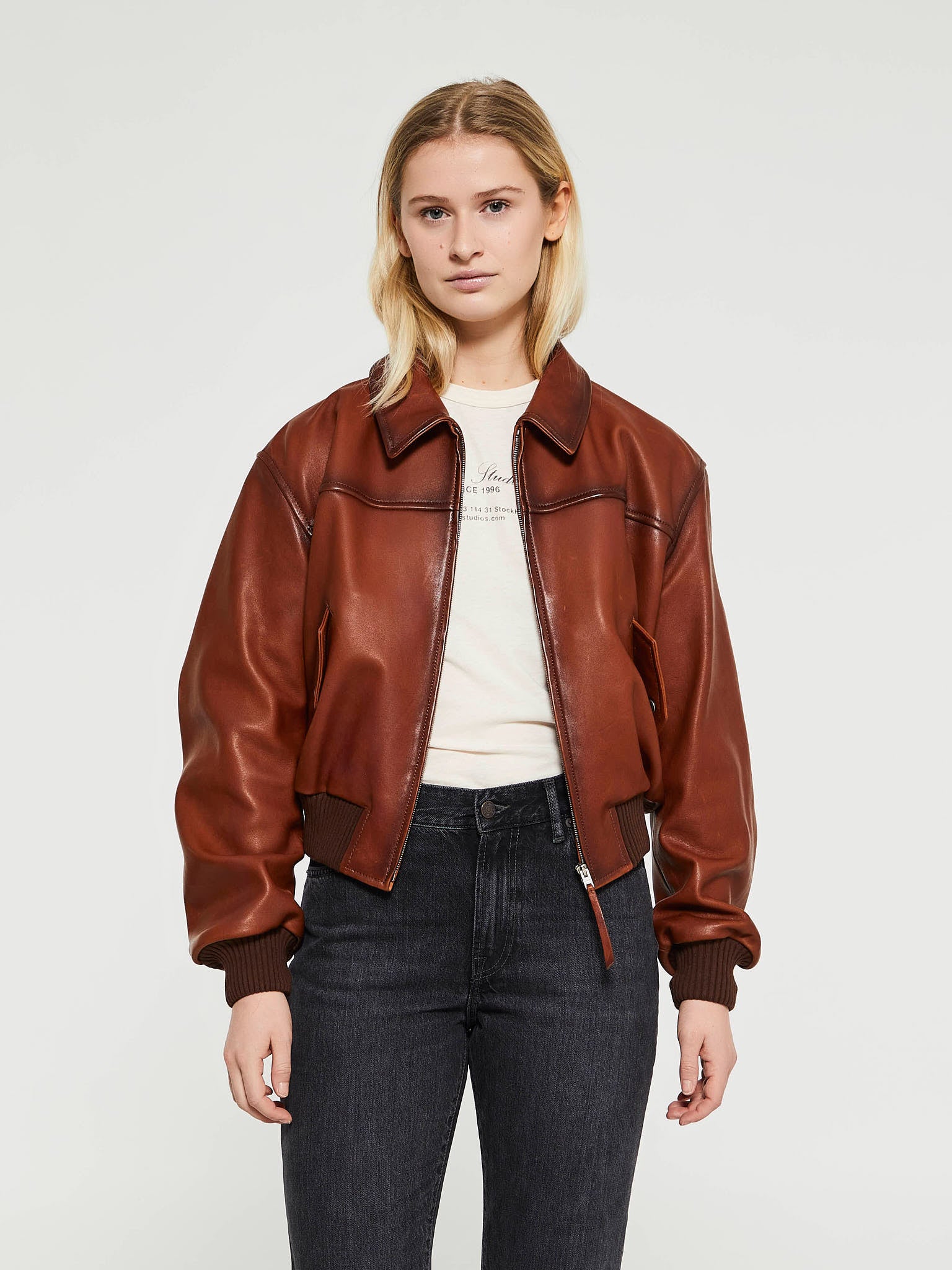 Acne Studios - Leather Jacket in Tobacco Brown