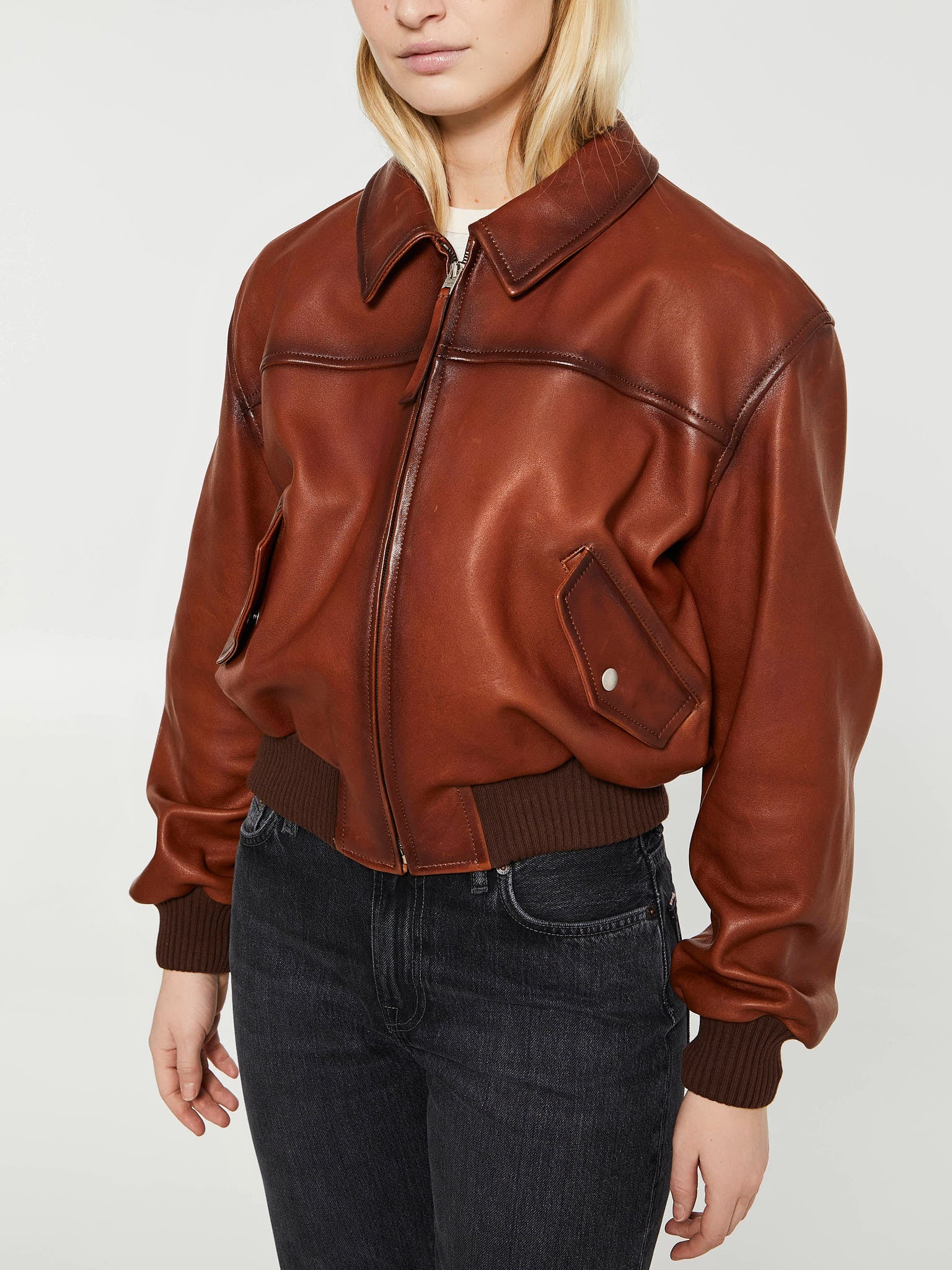 Acne Studios - Leather Jacket in Tobacco Brown