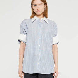 Acne Studios - Short Sleeve Shirt in Blue and White