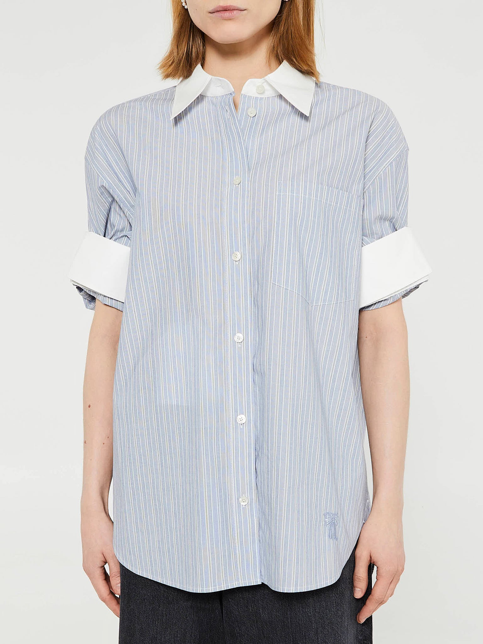 Short Sleeve Shirt in Blue and White