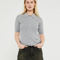 Acne Studios - Polo Silk T-Shirt in Grey