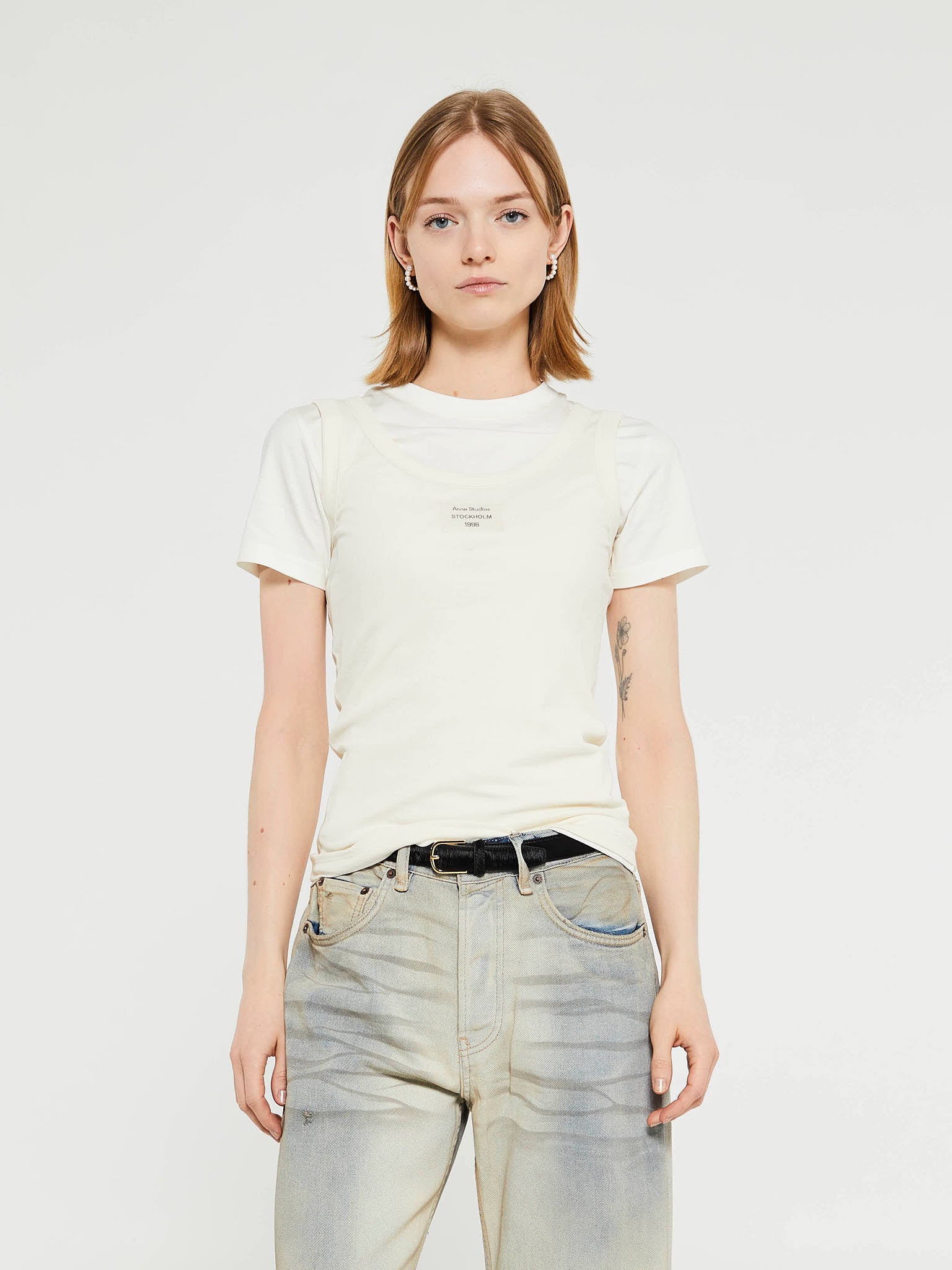 Layered T-Shirt in Off White