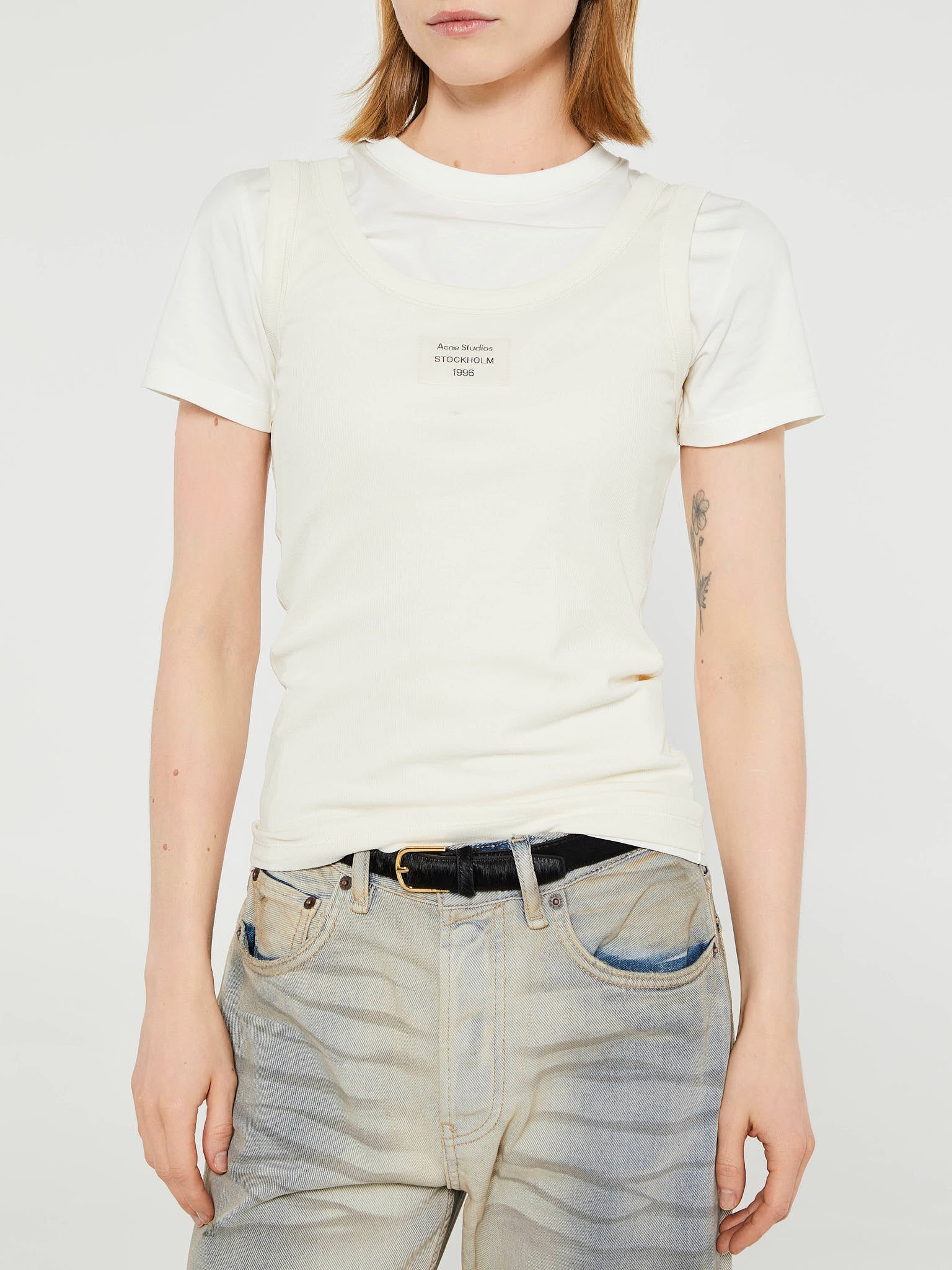 Layered T-Shirt in Off White