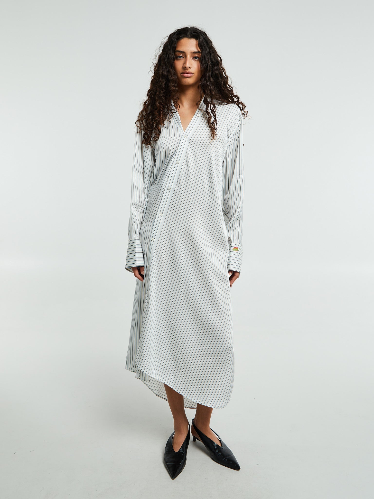 Acne Studios - Asymmetric Shirt Dress in Blue and White