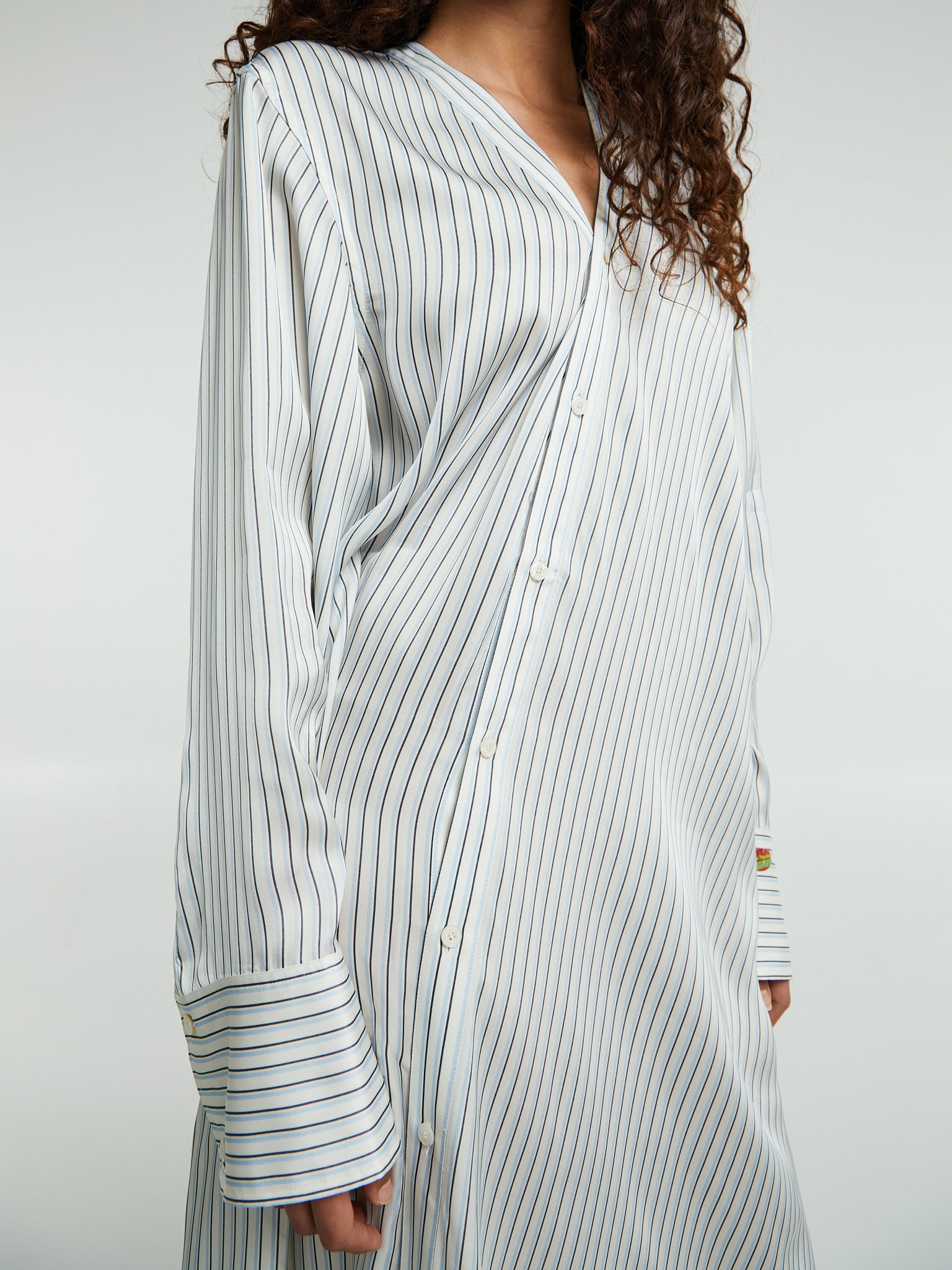 Acne Studios - Asymmetric Shirt Dress in Blue and White