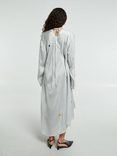 Acne Studios - Asymmetric Shirt Dress in Blue and White