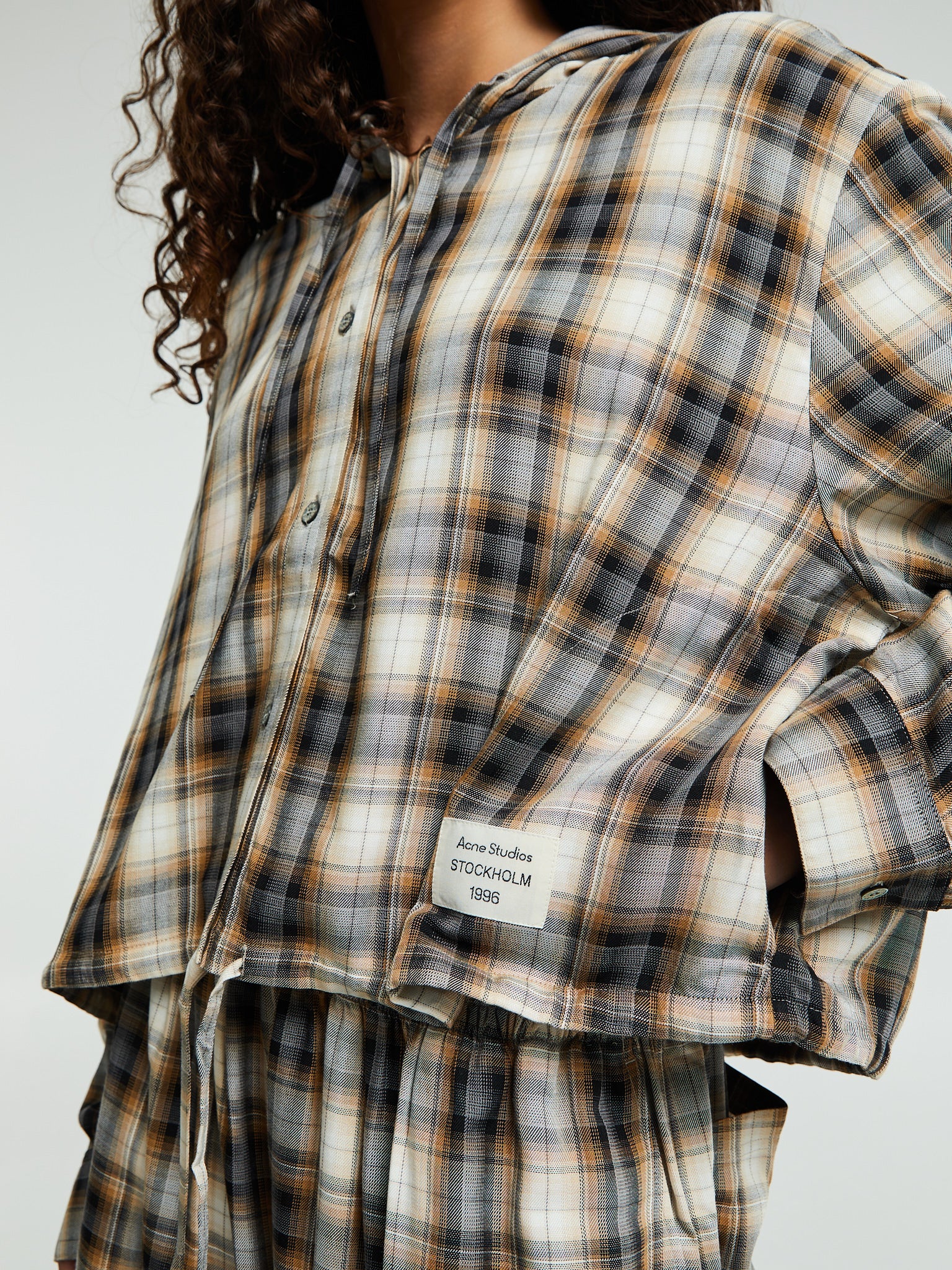 Acne Studios - Hooded Overshirt in Beige and Black