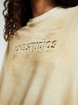 Acne Studios - Long Sleeve Logo T-shirt in Sand Beige