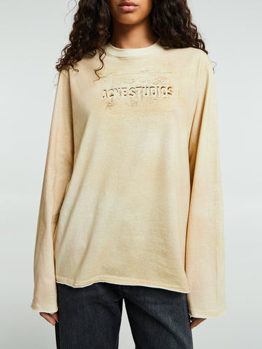 Acne Studios - Long Sleeve Logo T-shirt in Sand Beige