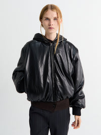 Acne Studios - Hooded Faux Leather Jacket in Black