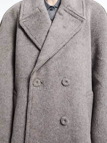 Acne Studios - Double-Breasted Wool Coat in Warm Grey Melange
