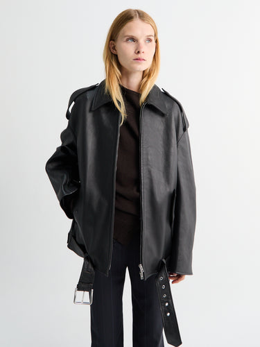 Acne Studios - Leather Biker Jacket in Black